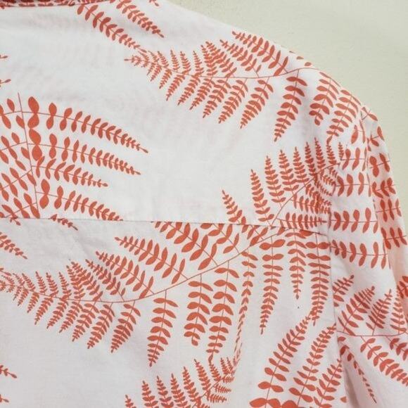 Havana Nines orange fern print 3/4" sleeve button up front blouse woman's size L - Picture 7 of 9